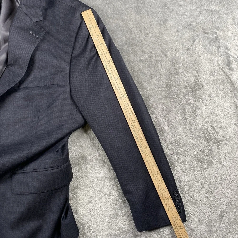 Peter Millar Blazer Mens 48R Blue Grey Wool Check Sport Coat Jacket Union *READ*